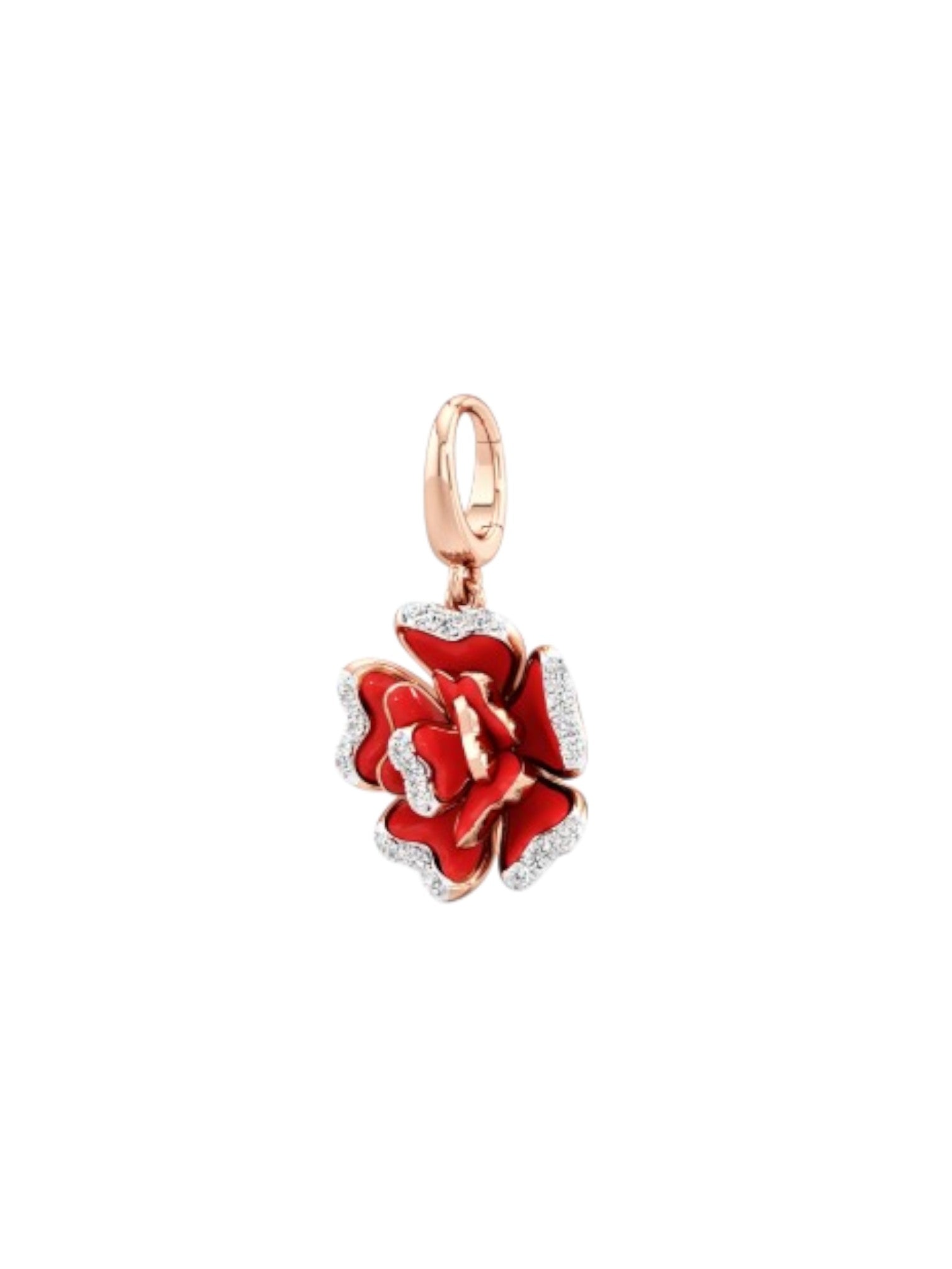 925 Sterling Silver Stylish Rose Design CZ Stones Rose Gold Plated Pendant With Chain For Women Kesardeep